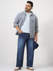 Plus Men's Blue Loose Baggy Fit Washed Denim Jeans Non-Stretchable
