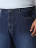 Plus Men's Blue Loose Baggy Fit Washed Denim Jeans Non-Stretchable