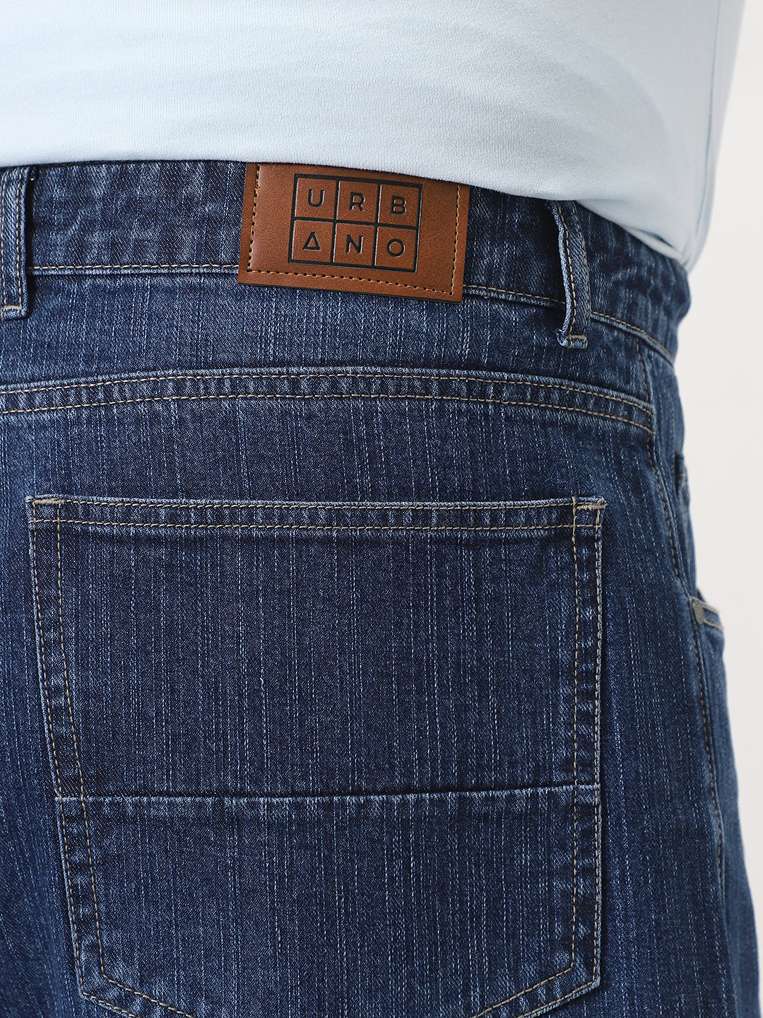 Plus Men's Blue Loose Baggy Fit Washed Denim Jeans Non-Stretchable