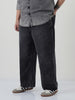 Plus Men's Black Loose Baggy Fit Heavy Washed Jeans Non-Stretchable