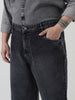 Plus Men's Black Loose Baggy Fit Heavy Washed Jeans Non-Stretchable