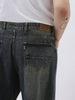 Plus Men's Dark Blue Loose Baggy Fit Heavy Washed Jeans Non-Stretchable