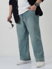 Plus Men's Ice Blue Loose Baggy Fit Heavy Washed Jeans Non-Stretchable