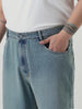 Plus Men's Ice Blue Loose Baggy Fit Heavy Washed Jeans Non-Stretchable