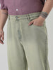 Plus Men's Ice Grey Loose Baggy Fit Heavy Washed Jeans Non-Stretchable