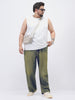 Plus Men's Light Blue Loose Baggy Fit Heavy Washed Jeans Non-Stretchable