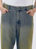 Plus Men's Light Blue Loose Baggy Fit Heavy Washed Jeans Non-Stretchable