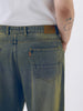 Plus Men's Light Blue Loose Baggy Fit Heavy Washed Jeans Non-Stretchable