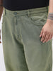 Plus Men's Light Grey Loose Baggy Fit Heavy Washed Jeans Non-Stretchable
