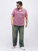 Plus Men's Blue Loose Baggy Fit Heavy Washed Jeans Non-Stretchable