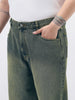 Plus Men's Blue Loose Baggy Fit Heavy Washed Jeans Non-Stretchable
