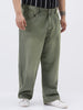 Plus Men's Grey Loose Baggy Fit Heavy Washed Jeans Non-Stretchable