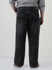 Plus Men's Black Loose Baggy Fit Heavy Washed Jeans Non-Stretchable