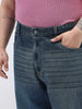 Plus Men's Dark Blue Loose Baggy Fit Heavy Washed Jeans Non-Stretchable