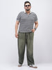 Plus Men's Dark Grey Loose Baggy Fit Heavy Washed Jeans Non-Stretchable