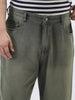 Plus Men's Dark Grey Loose Baggy Fit Heavy Washed Jeans Non-Stretchable