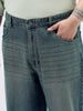 Plus Men's Light Blue Loose Baggy Fit Heavy Washed Jeans Non-Stretchable