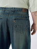 Plus Men's Light Blue Loose Baggy Fit Heavy Washed Jeans Non-Stretchable