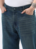 Plus Men's Blue Loose Baggy Fit Heavy Washed Jeans Non-Stretchable