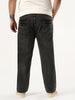Plus Men's Black Regular Fit Acid Washed Denim Jeans Stretchable