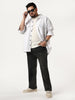 Plus Men's Black Regular Fit Acid Washed Denim Jeans Stretchable