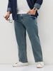 Plus Men's Ice Blue Regular Fit Acid Washed Denim Jeans Stretchable