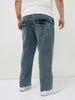 Plus Men's Ice Blue Regular Fit Acid Washed Denim Jeans Stretchable
