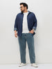 Plus Men's Ice Blue Regular Fit Acid Washed Denim Jeans Stretchable