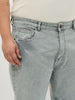 Plus Men's Ice Grey Regular Fit Acid Washed Denim Jeans Stretchable