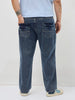 Plus Men's Light Blue Regular Fit Acid Washed Denim Jeans Stretchable