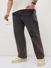 Plus Men's Light Brown Regular Fit Acid Washed Denim Jeans Stretchable