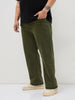 Plus Men's Light Green Regular Fit Acid Washed Denim Jeans Stretchable