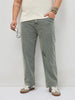 Plus Men's Light Grey Regular Fit Acid Washed Denim Jeans Stretchable