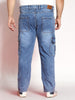 Plus Men's Light Blue Regular Fit Washed Cargo Jeans With 6 Pockets Stretchable
