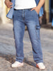 Plus Men's Light Blue Regular Fit Washed Cargo Jeans With 6 Pockets Stretchable