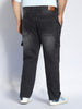 Plus Men's Grey Regular Fit Washed Cargo Jeans With 6 Pockets Stretchable