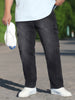Plus Men's Grey Regular Fit Washed Cargo Jeans With 6 Pockets Stretchable