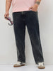 Plus Men's Black Regular Fit Towel Washed Yellow Tint Denim Jeans Stretchable