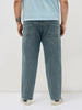 Plus Men's Ice Blue Regular Fit Towel Washed Yellow Tint Denim Jeans Stretchable