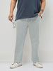 Plus Men's Ice Grey Regular Fit Towel Washed Yellow Tint Denim Jeans Stretchable