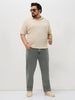 Plus Men's Light Grey Regular Fit Towel Washed Yellow Tint Denim Jeans Stretchable