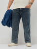 Plus Men's Blue Regular Fit Towel Washed Yellow Tint Denim Jeans Stretchable
