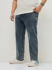 Plus Men's Blue Regular Fit Towel Washed Yellow Tint Denim Jeans Stretchable