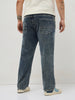 Plus Men's Blue Regular Fit Towel Washed Yellow Tint Denim Jeans Stretchable