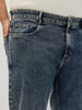 Plus Men's Blue Regular Fit Towel Washed Yellow Tint Denim Jeans Stretchable