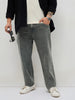 Plus Men's Grey Regular Fit Towel Washed Yellow Tint Denim Jeans Stretchable