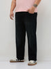 Plus Men's Black Regular Fit Whisker Washed Yellow Tint Denim Jeans Stretchable