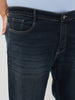 Plus Men's Carbon Blue Regular Fit Whisker Washed Yellow Tint Denim Jeans Stretchable