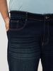 Plus Men's Dark Blue Regular Fit Whisker Washed Yellow Tint Denim Jeans Stretchable