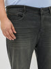 Plus Men's Dark Grey Regular Fit Whisker Washed Yellow Tint Denim Jeans Stretchable